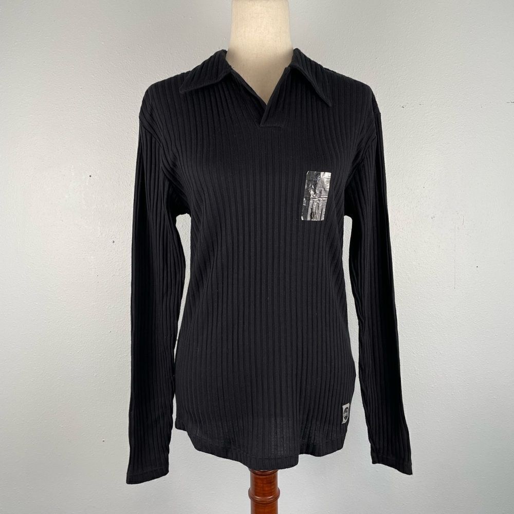 NWT Levi’s Silver Tab Black Ribbed Long Sleeve Polo Shirt Size L
